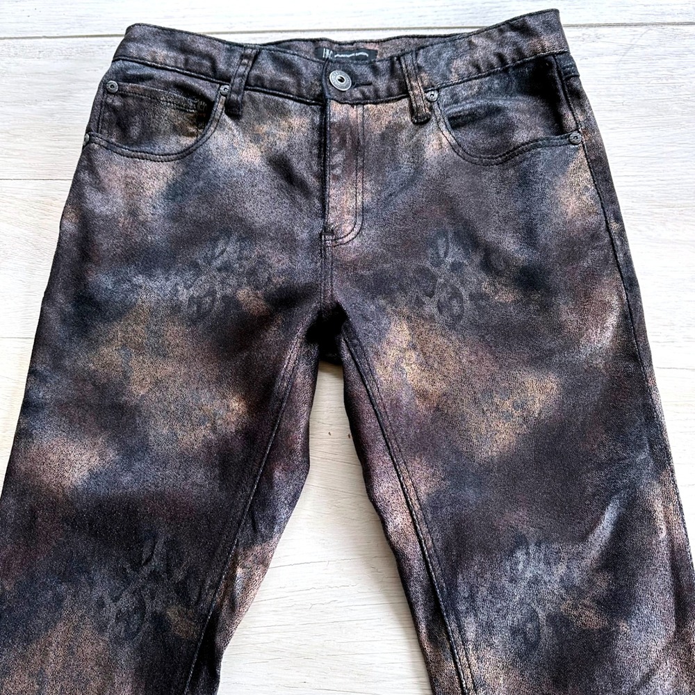 INC International Concepts Stockholm Skinny Fit Metallic Print Jean Size 30W 30L